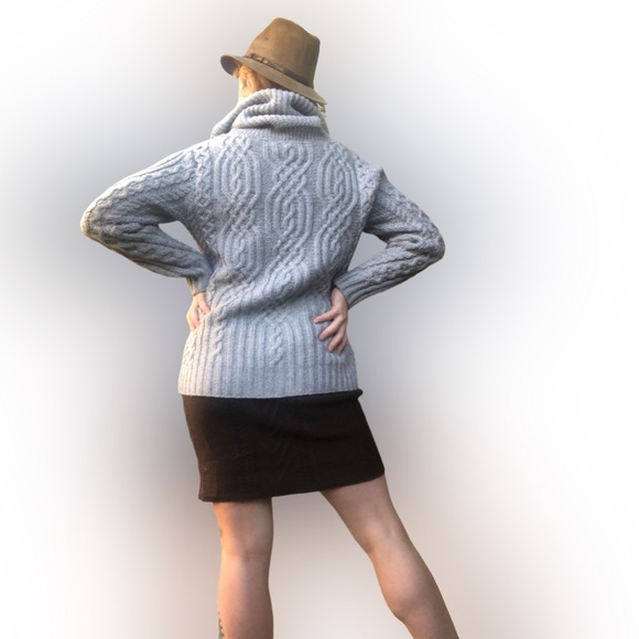 Irish Wool Cable Knit cowl sweater medium to large - Picture 5 of 10